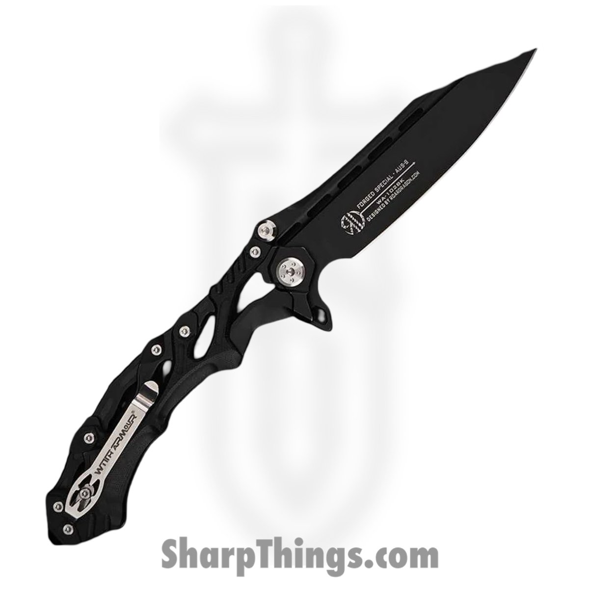 WithArmour - WA-102BK - Alien - Folding Knife - D2 Coated Reverse Tanto - 420J2 G10 - Black - Image 2