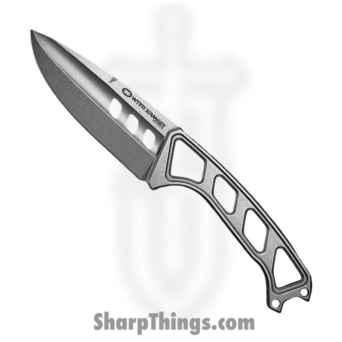WithArmour - WA-105ST - Stout - Fixed Blade Knife - WASTEEL Stonewash Clip Point - WASTEEL - Silver
