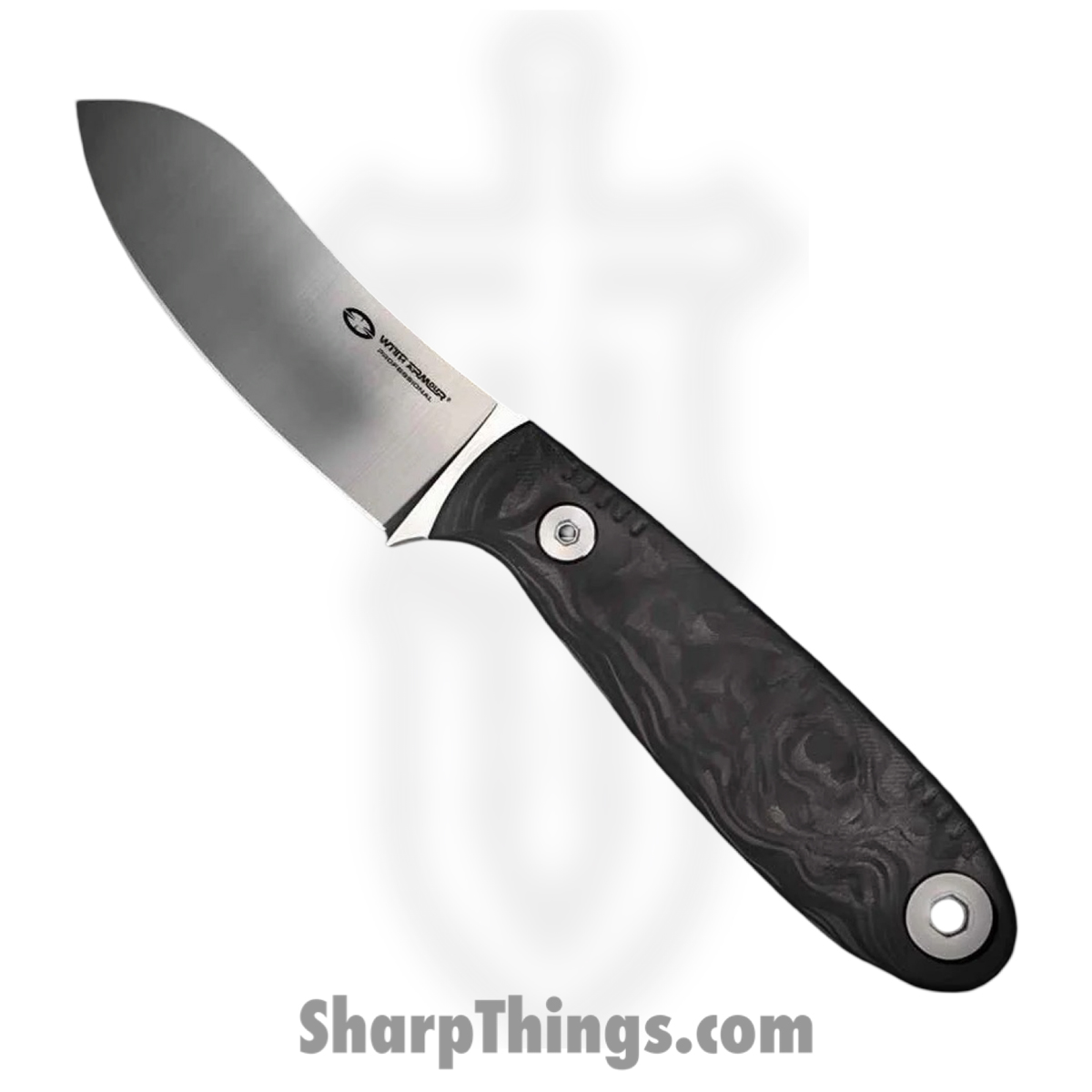 WithArmour - WA079-70CFBK - NessMuk2 - Fixed Blade Knife - VG-10 Satin Nessmuk - Shredded CF - Black