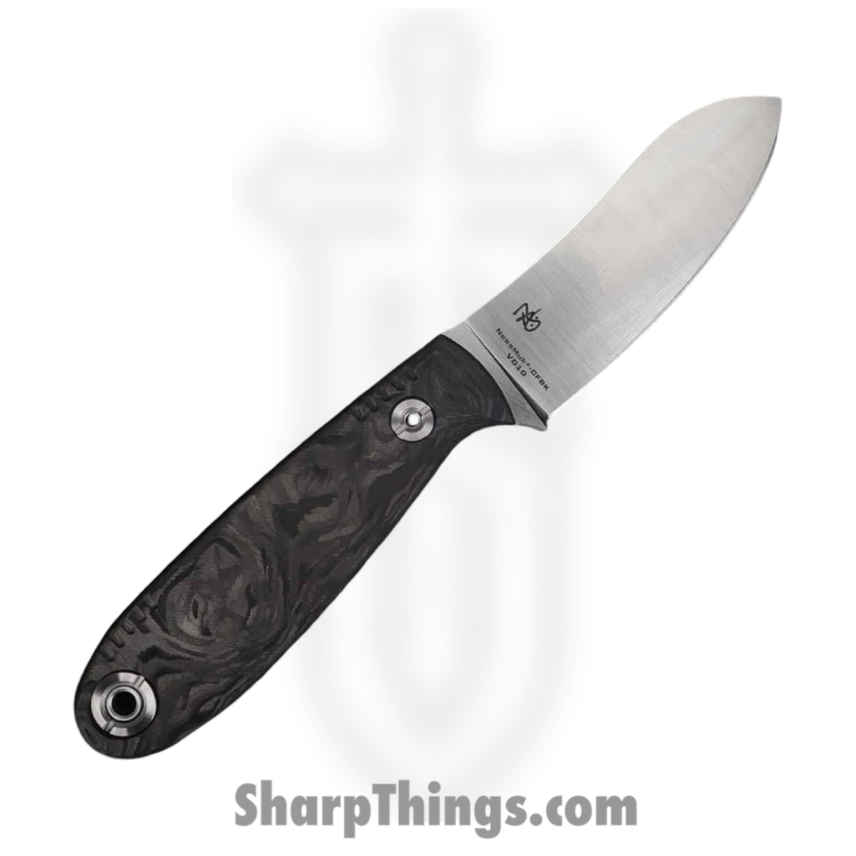 WithArmour - WA079-70CFBK - NessMuk2 - Fixed Blade Knife - VG-10 Satin Nessmuk - Shredded CF - Black - Image 2