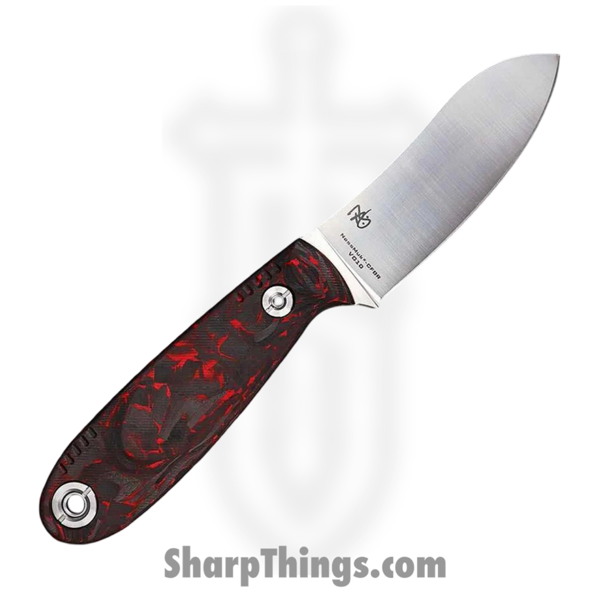WithArmour - WA079-70CFBR - NessMuk2 - Fixed Blade Knife - VG-10 Satin Nessmuk - Shredded CF - Black Red - Image 2