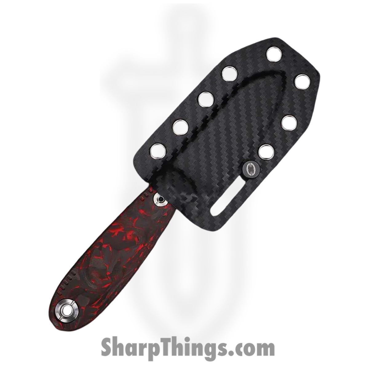 WithArmour - WA079-70CFBR - NessMuk2 - Fixed Blade Knife - VG-10 Satin Nessmuk - Shredded CF - Black Red - Image 3