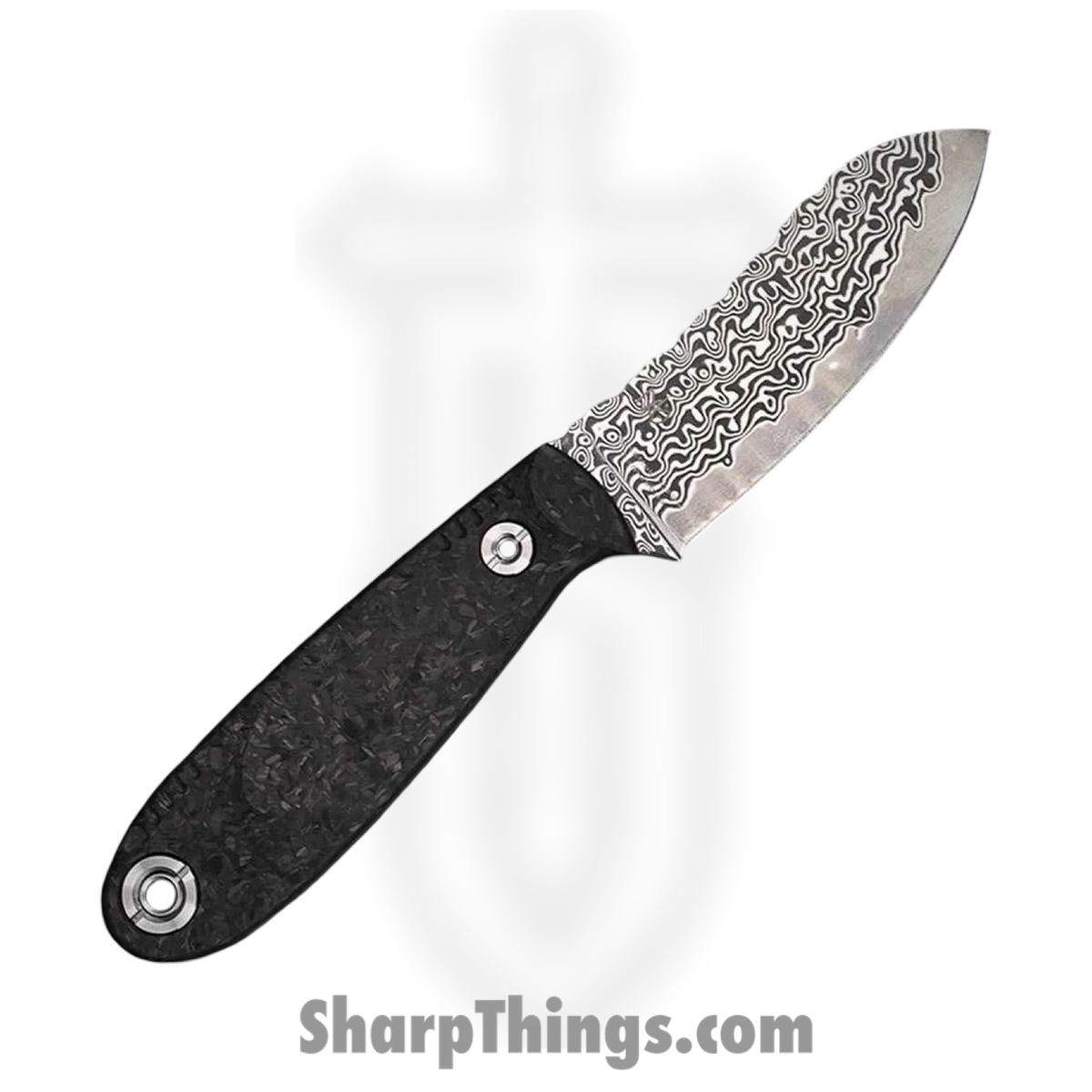 WithArmour - WA079-70CFDM - NessMuk2 - Fixed Blade Knife - Damascus Damascus Nessmuk - Shredded CF - Black - Image 2