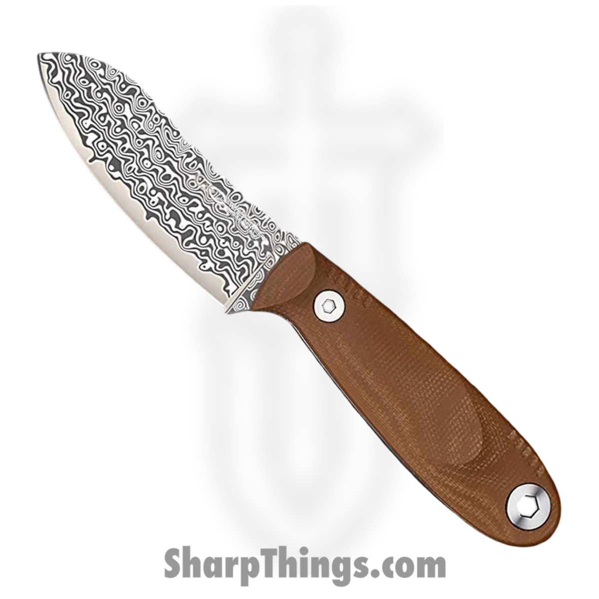 WithArmour - WA079-70MTDM - NessMuk2 - Fixed Blade Knife - Damascus Damascus Nessmuk - Micarta - Tan