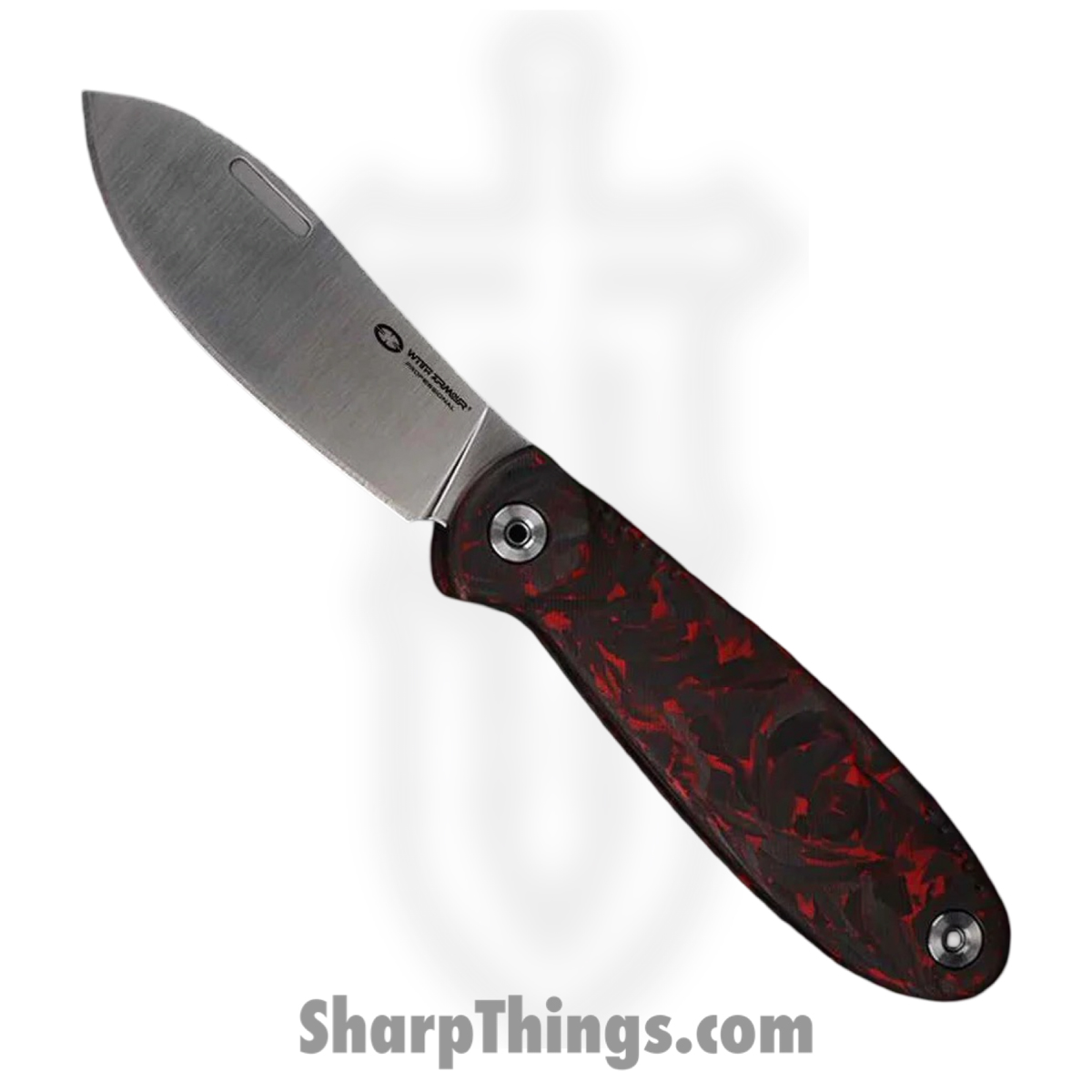 WithArmour - WA079F-40CFBR - FoldMuk2F - Folding Knife - VG-10 Satin Nessmuk - Shredded CF - Black Red