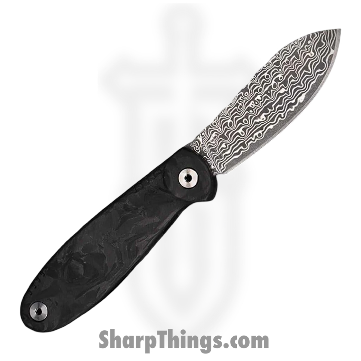 WithArmour - WA079F-40CFDM - FoldMuk2F - Folding Knife - Damascus Damascus Nessmuk - Shredded CF - Black - Image 2