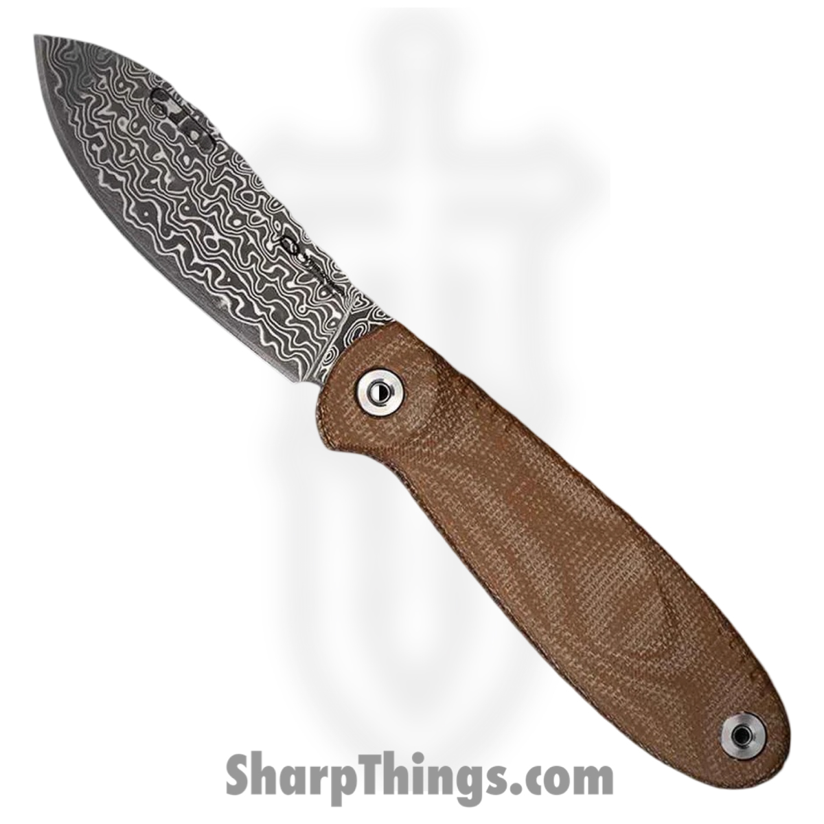 WithArmour - WA079F-40MKDM - FoldMuk2F - Folding Knife - Damascus Damascus Nessmuk - Micarta - Tan
