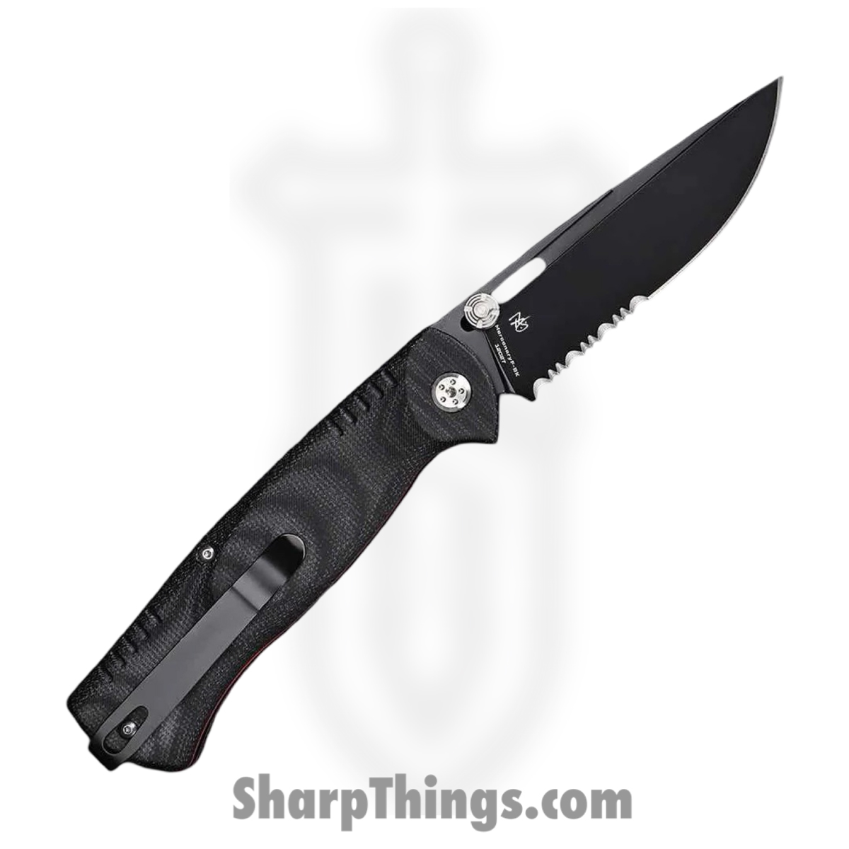 WithArmour - WA2301F-55BK - MercenaryF - Folding Knife - 12C27 Coated Drop Point - Micarta G10 - Black Red - Image 2