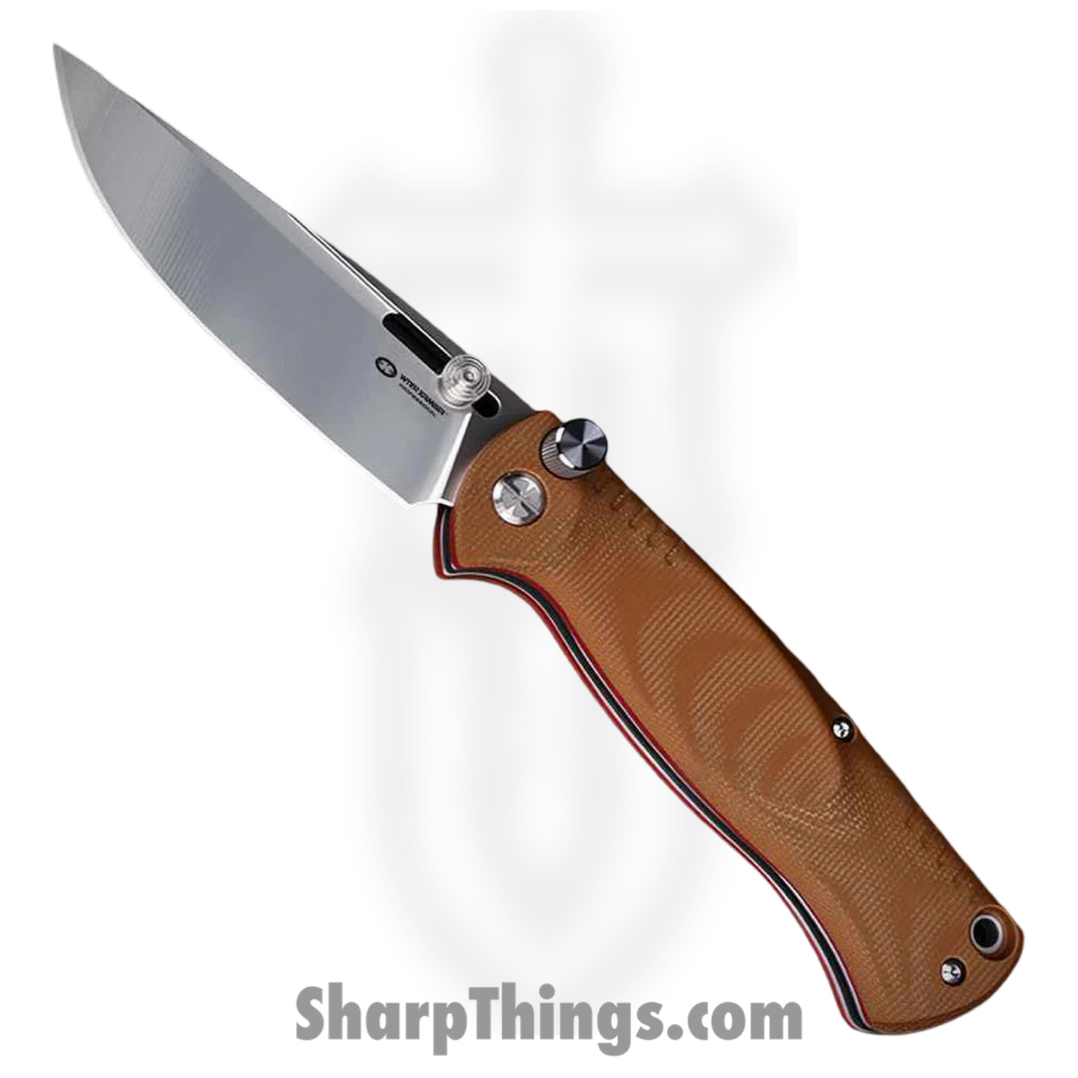 WithArmour - WA2301F-55TN - MercenaryF - Folding Knife - 12C27 Satin Drop Point - Micarta G10 - Tan Red