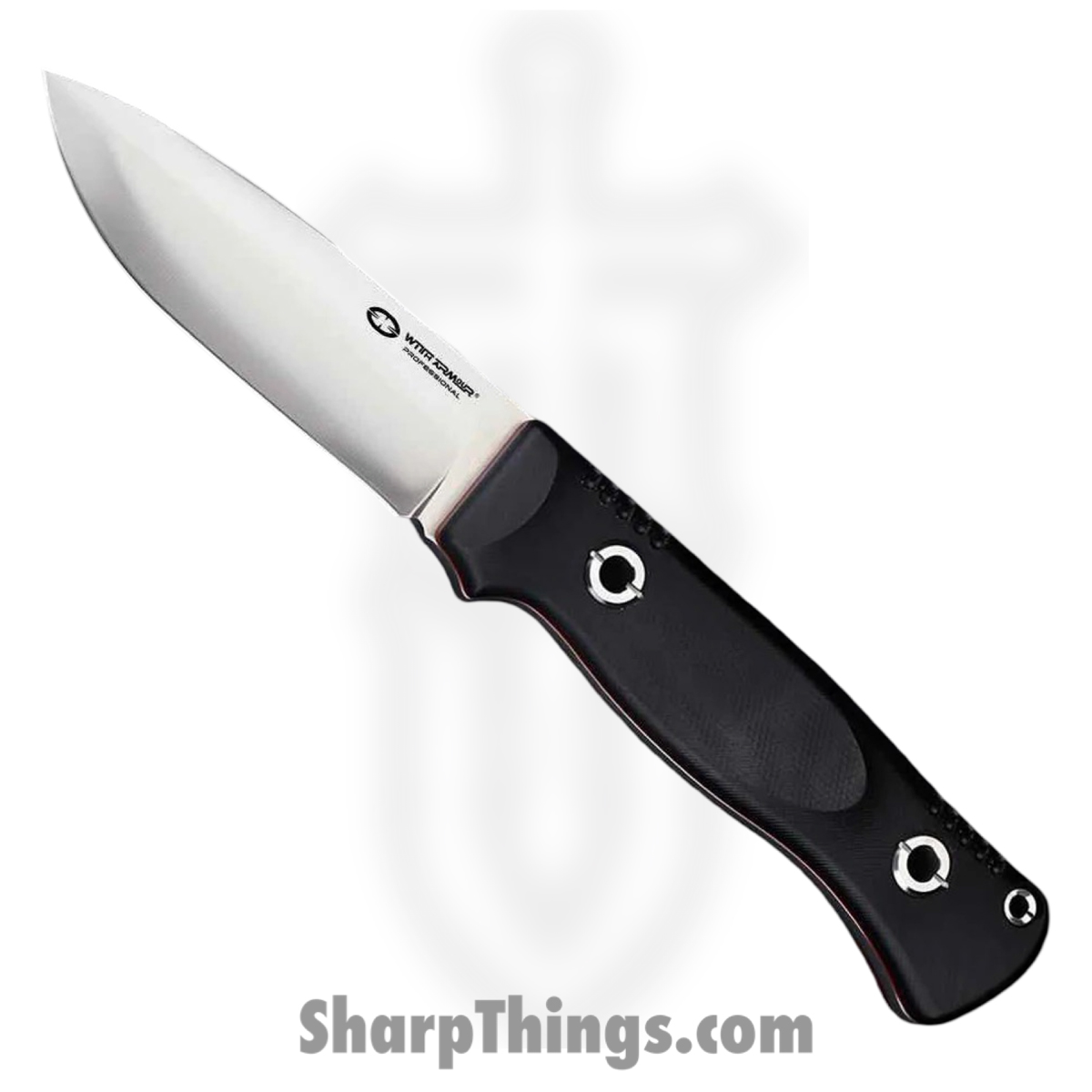 WithArmour - WA2303-95BKG - Woodlands - Fixed Blade Knife - VG-10 Satin Drop Point - Micarta G10 - Black Red