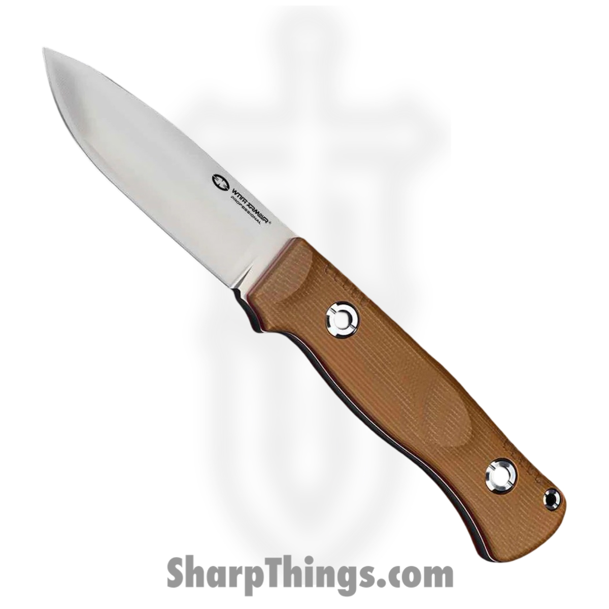 WithArmour - WA2303-95TN - Woodlands - Fixed Blade Knife - VG-10 Satin Spear Point - Micarta G10 - Tan Red