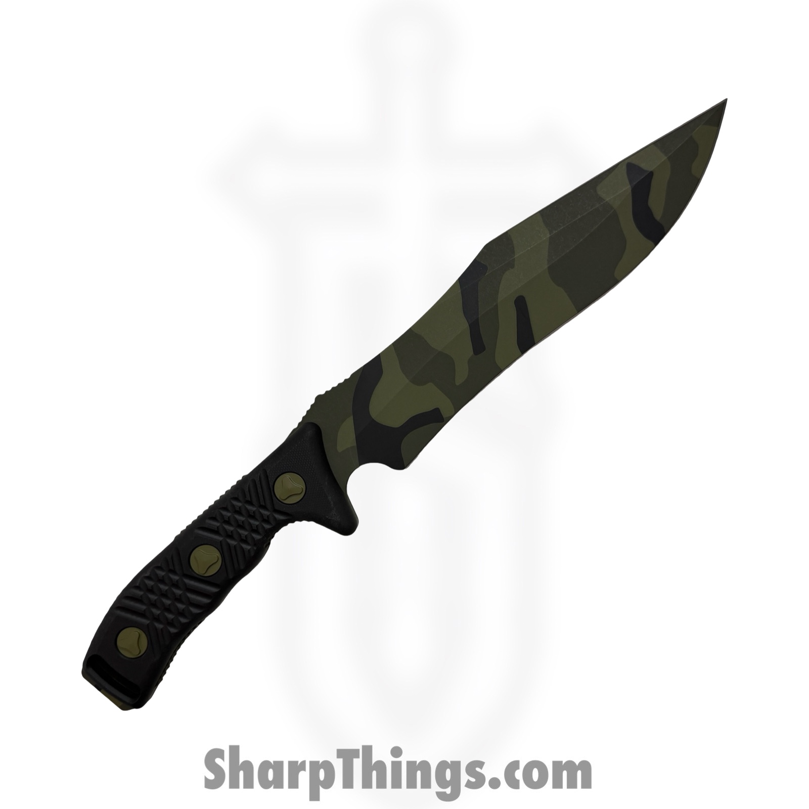 Microtech - 104-1JUCS - Arbiter SS - Fixed Blade Knife - M390 Jungle Camo Recurve Clip Point - G10 - Black - Image 2