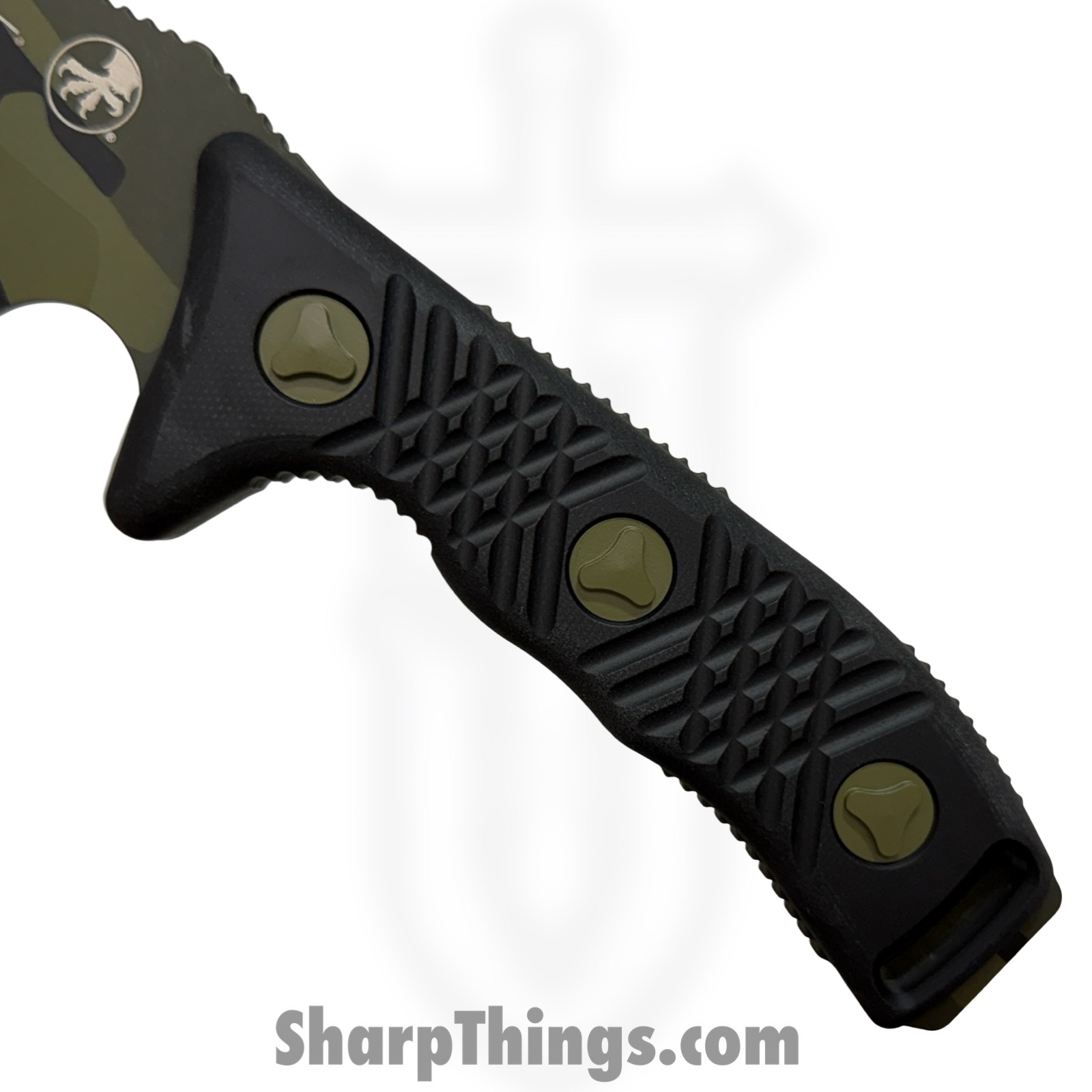 Microtech - 104-1JUCS - Arbiter SS - Fixed Blade Knife - M390 Jungle Camo Recurve Clip Point - G10 - Black - Image 5