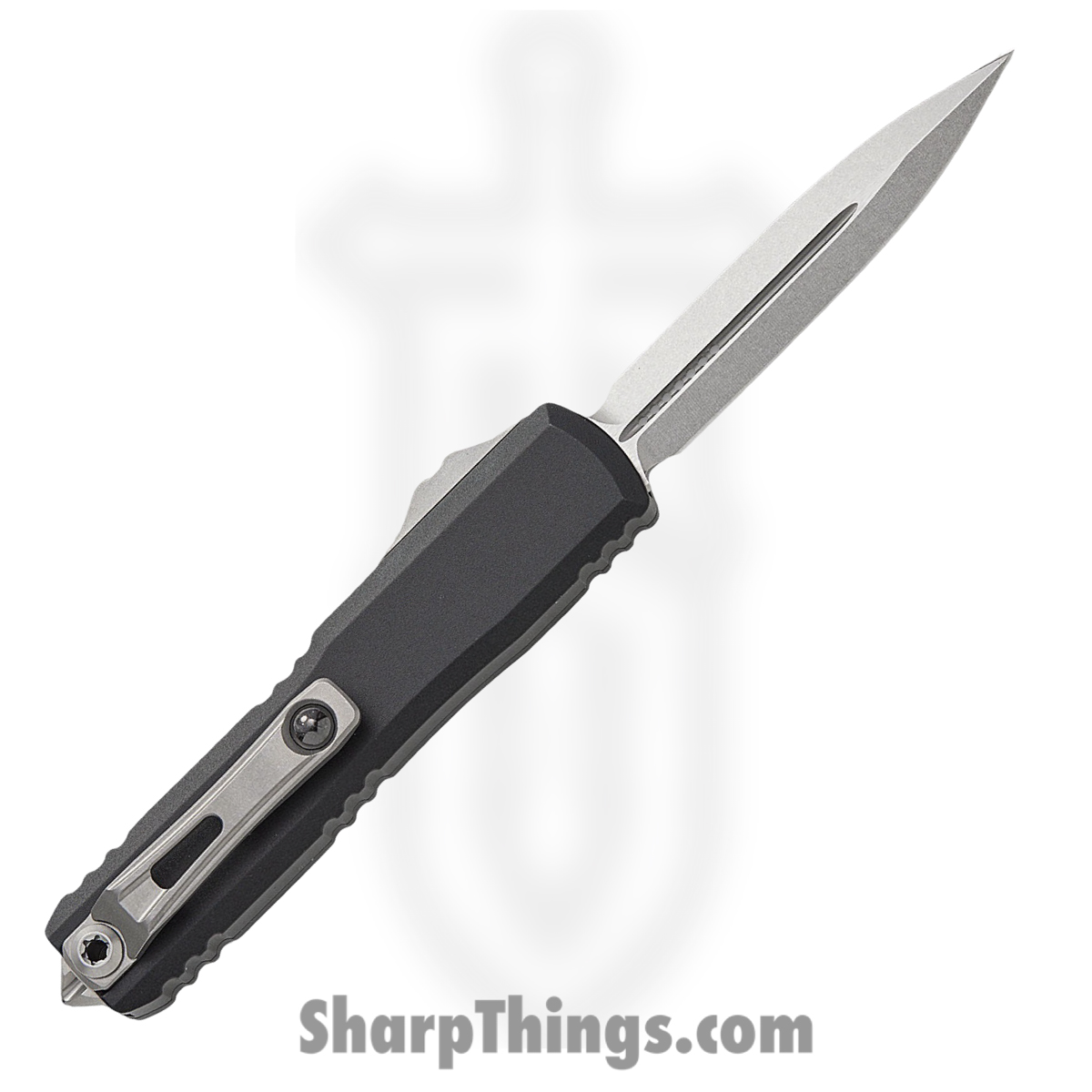 Microtech - 11474-10 - UTX-70 Gen IV - OTF Auto - M390MK Stonewash Dagger - Aluminum - Black - Image 2
