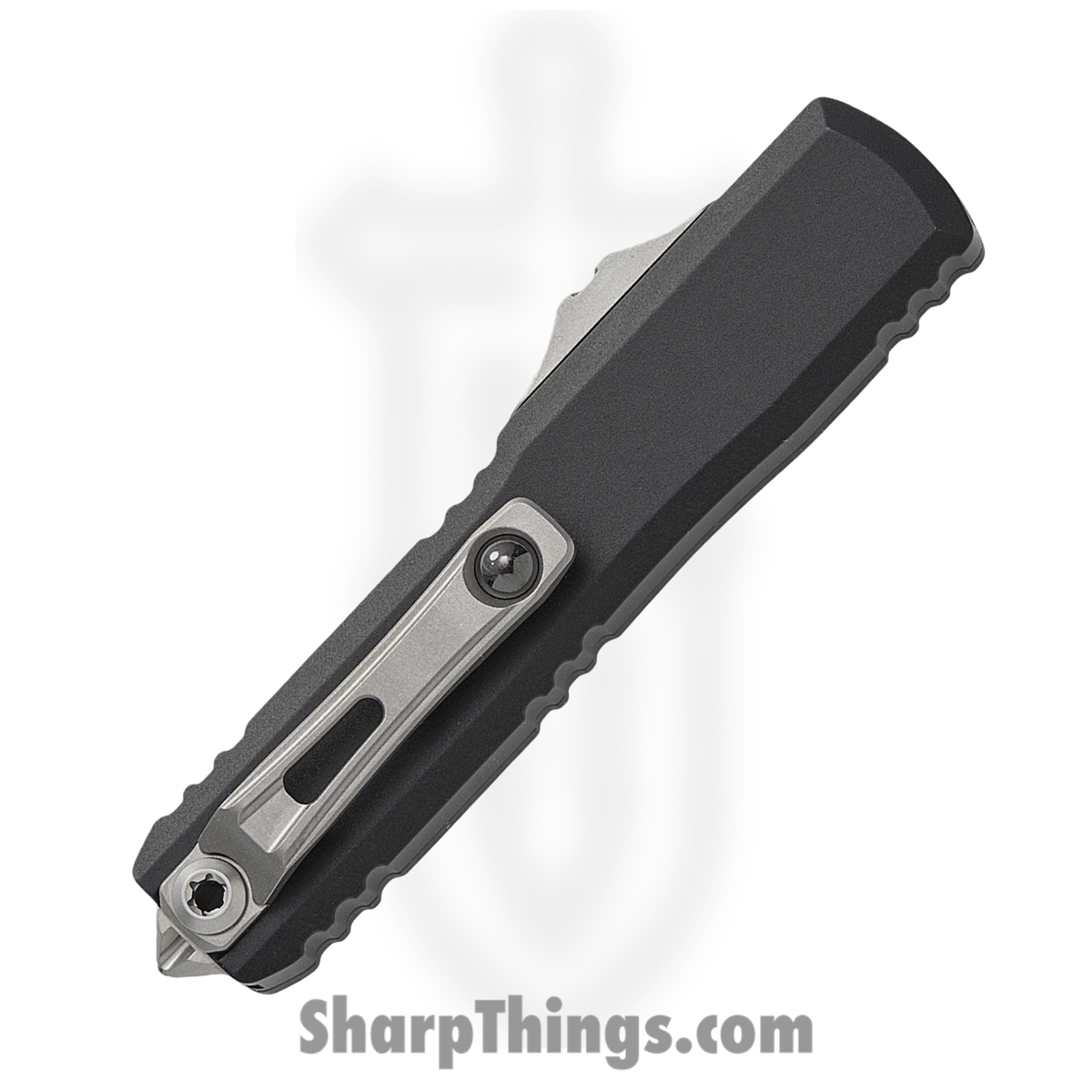 Microtech - 11474-10 - UTX-70 Gen IV - OTF Auto - M390MK Stonewash Dagger - Aluminum - Black - Image 4