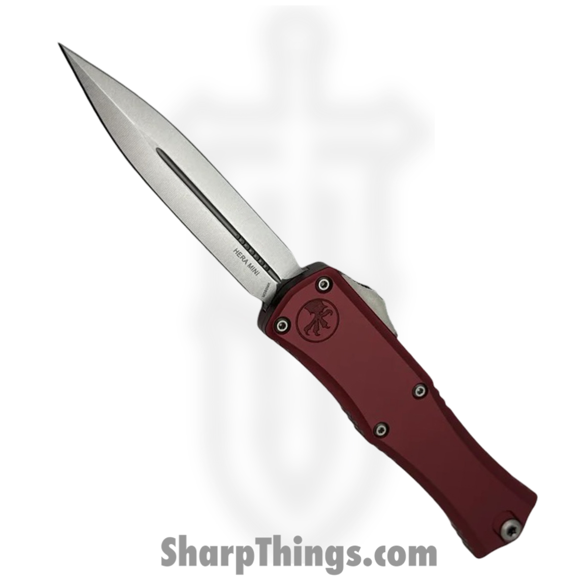 Microtech - 1702M-10MR - Mini Hera II - OTF Auto - M390MK Stonewash Dagger - Aluminum - Merlot