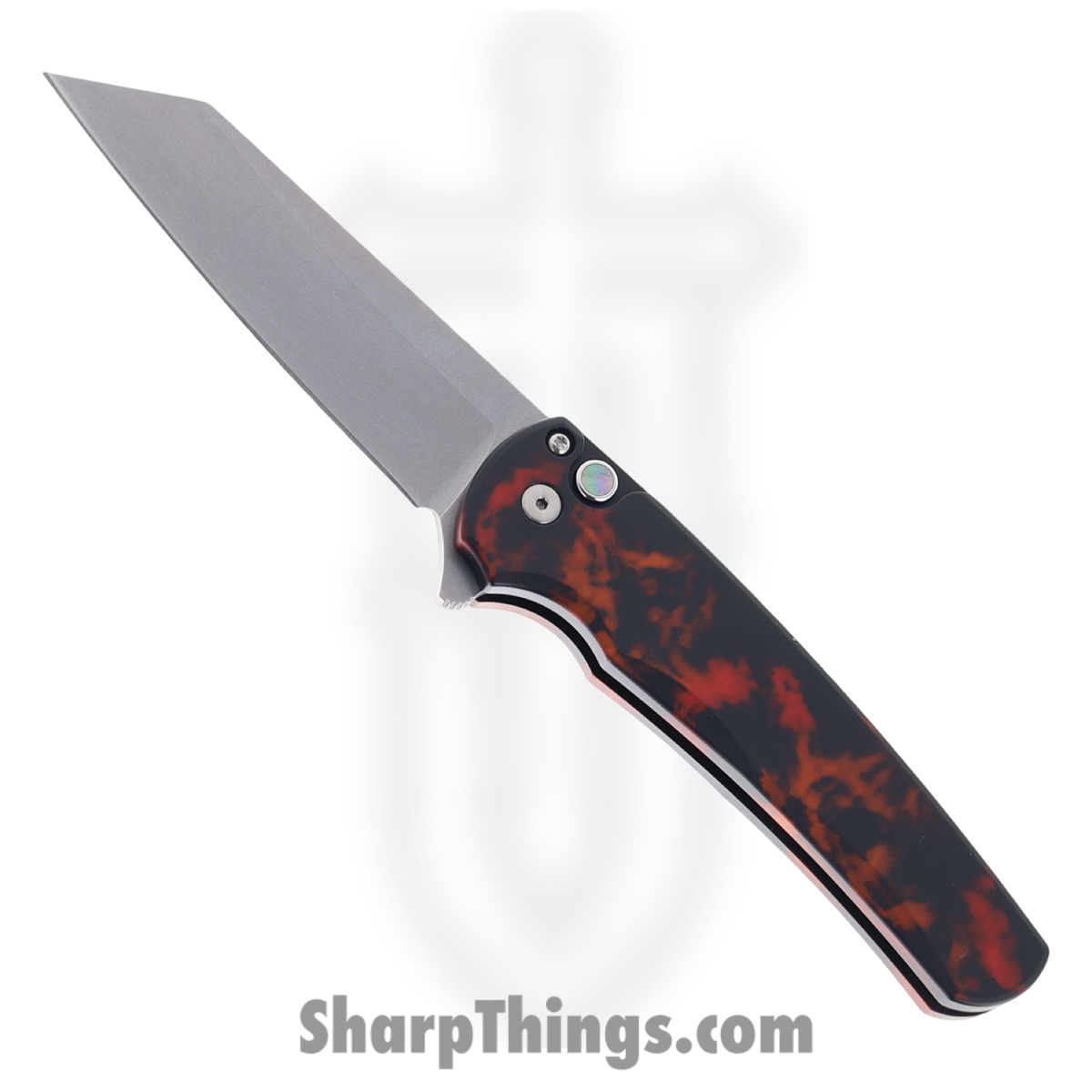 ProTech - 5401-DF - Malibu - Folding Knife - CPM MagnaCut Stonewash Reverse Tanto - Aluminum - Del Fuego