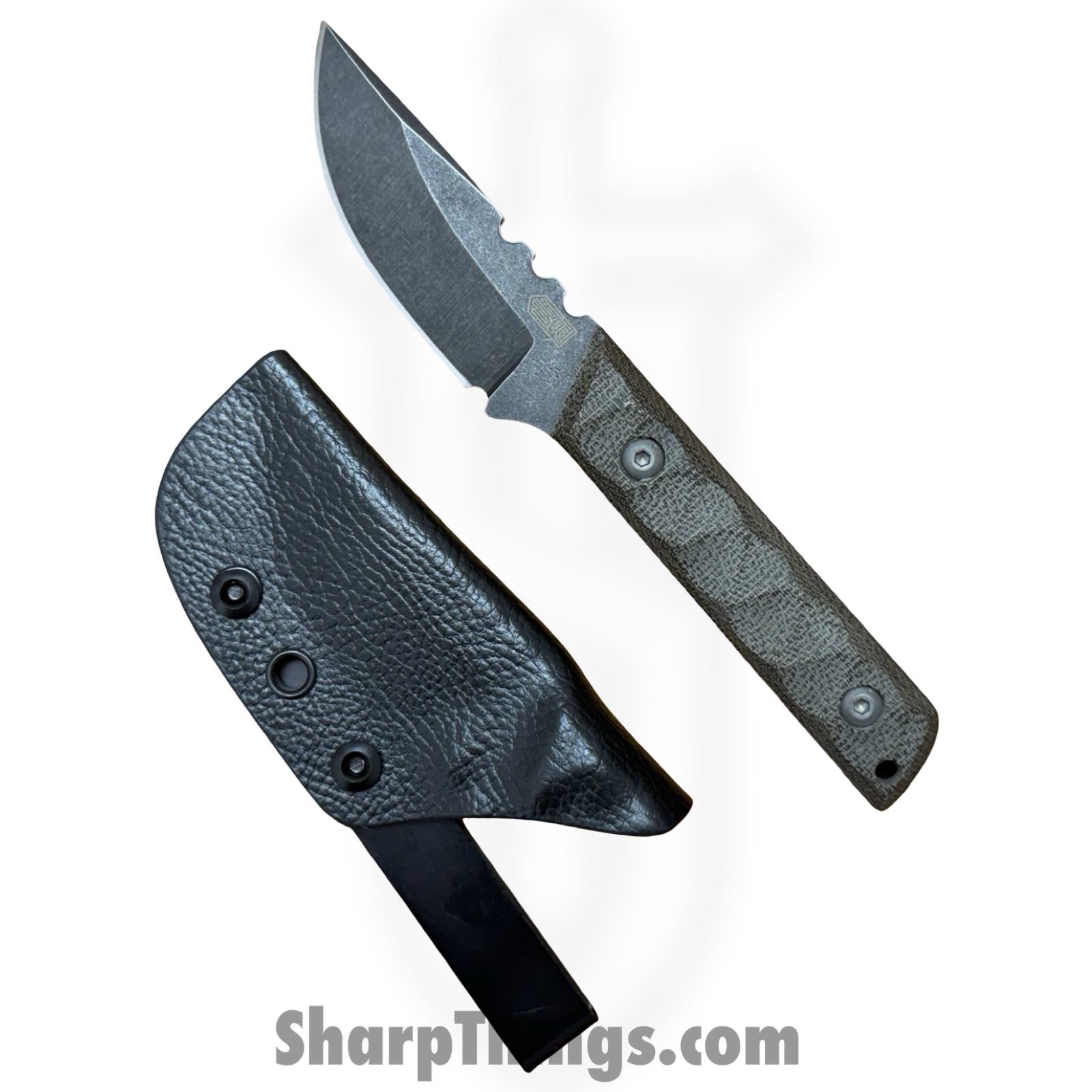 Bald Man K&T - BaldBS2602 - Thicker Clipper - Fixed Blade Knife - CPM CruWear Stonewash Clip Point - Canvas - OD Green - Image 4