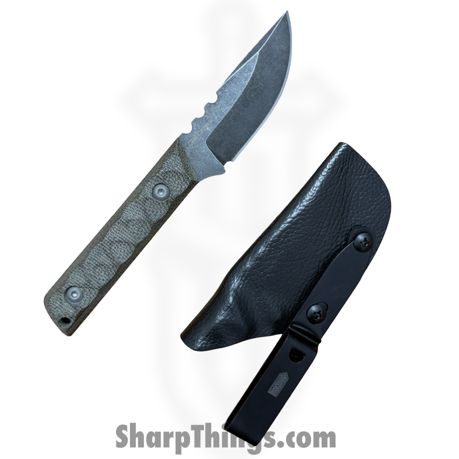 Bald Man K&T - BaldBS2602 - Thicker Clipper - Fixed Blade Knife - CPM CruWear Stonewash Clip Point - Canvas - OD Green - Image 5