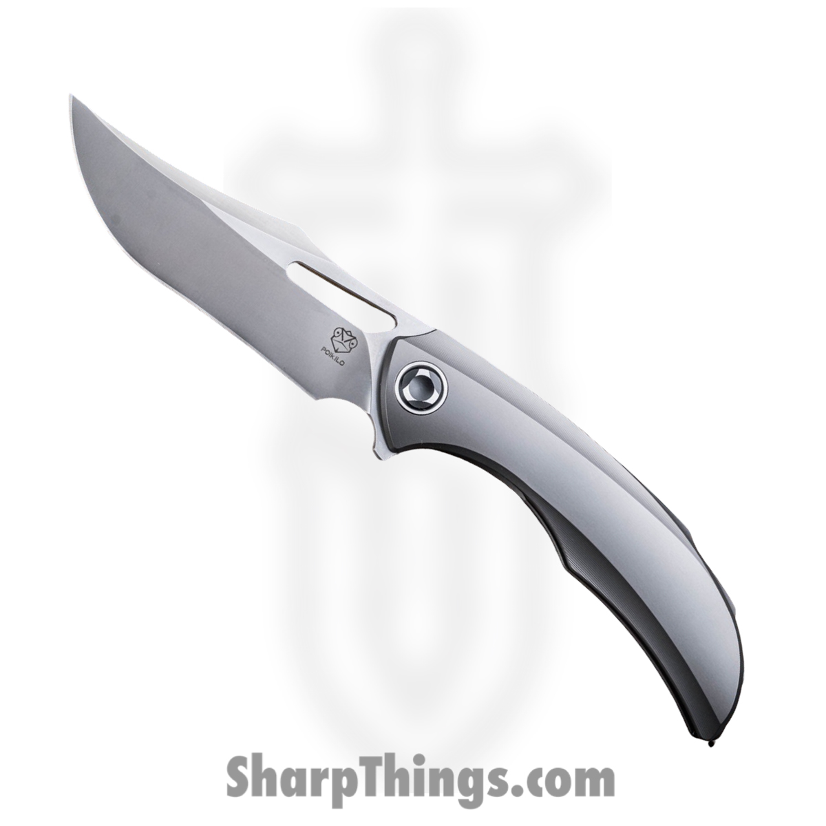 Poikilo Blade - BIO-ARM-STDPSW-398-TI - Armadillo - Folding Knife - Bohler M398 Pearlescent Stonewash Clip Point - Titanium - Natural