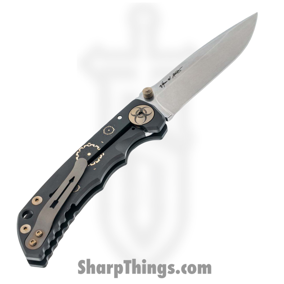 Spartan Blades - SF10 Custom - Harsey Custom - Folding Knife - CPM MagnaCut Stonewash Drop Point - 6AL4V Titanium - Black Plague - Image 2