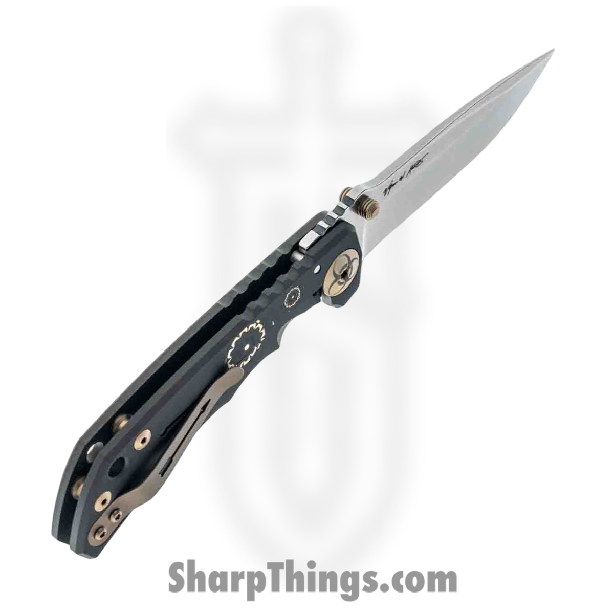 Spartan Blades - SF10 Custom - Harsey Custom - Folding Knife - CPM MagnaCut Stonewash Drop Point - 6AL4V Titanium - Black Plague - Image 6