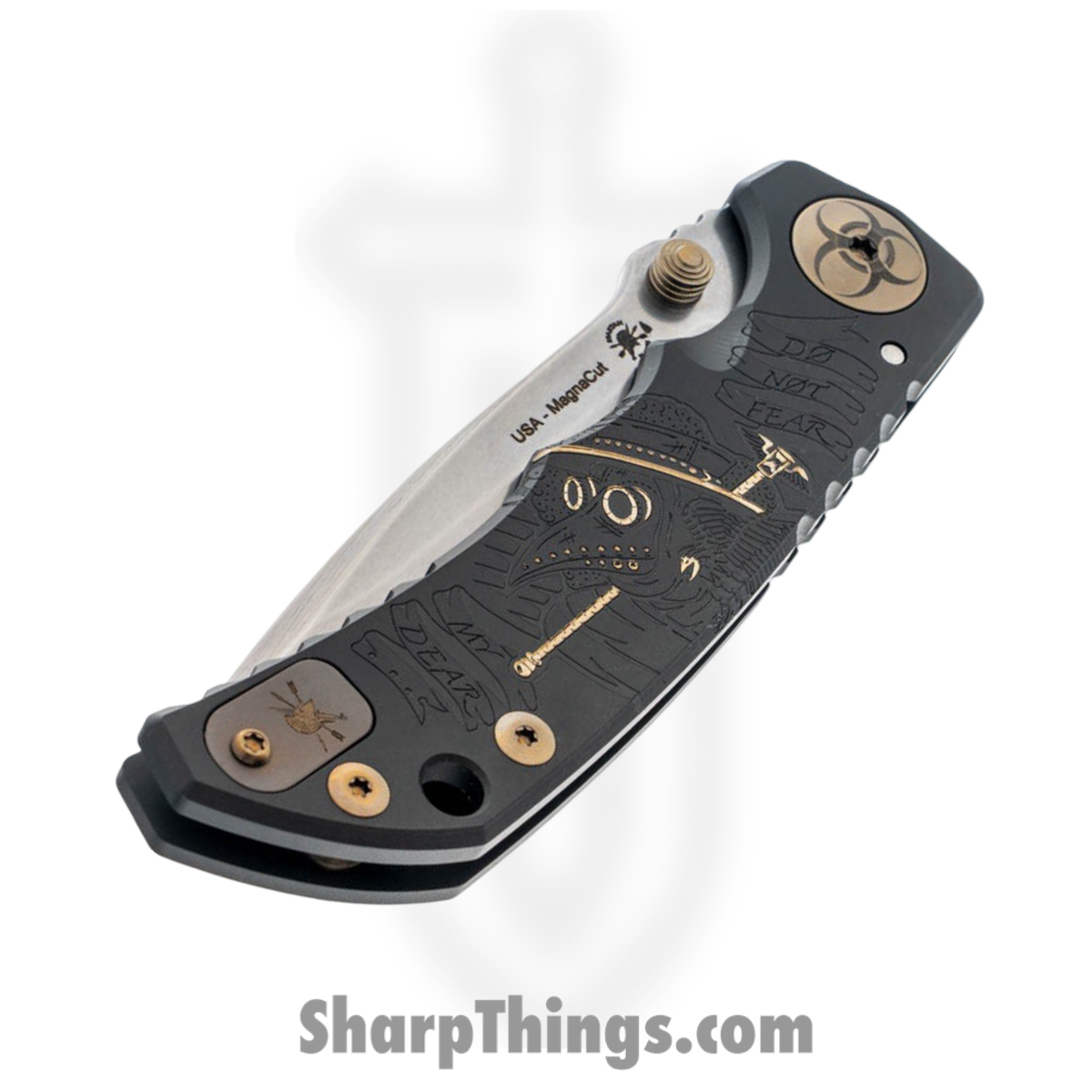 Spartan Blades - SF10 Custom - Harsey Custom - Folding Knife - CPM MagnaCut Stonewash Drop Point - 6AL4V Titanium - Black Plague - Image 4