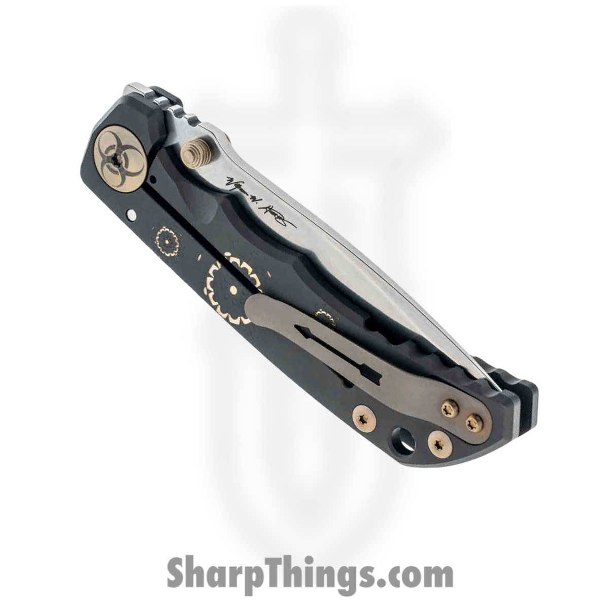 Spartan Blades - SF10 Custom - Harsey Custom - Folding Knife - CPM MagnaCut Stonewash Drop Point - 6AL4V Titanium - Black Plague - Image 3
