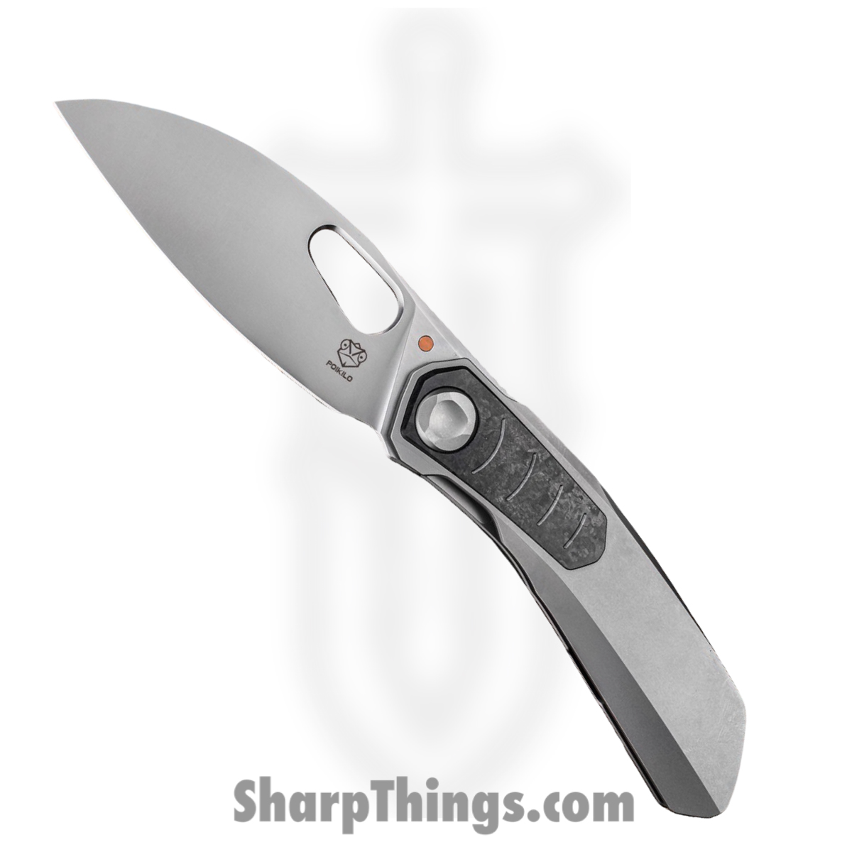 Poikilo Blade - COL-CRA-STDPSW-398-TI - VK Crab - Folding Knife - Bohler M398 Pearlescent Stonewash Drop Point - Titanium - Natural