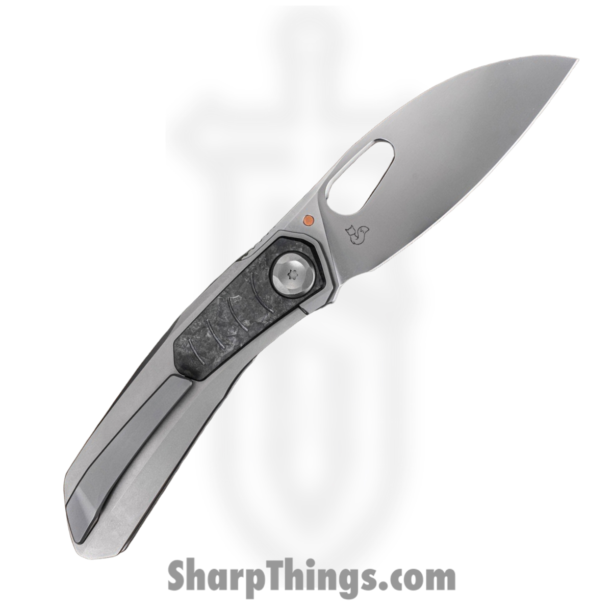 Poikilo Blade - COL-CRA-STDPSW-398-TI - VK Crab - Folding Knife - Bohler M398 Pearlescent Stonewash Drop Point - Titanium - Natural - Image 2