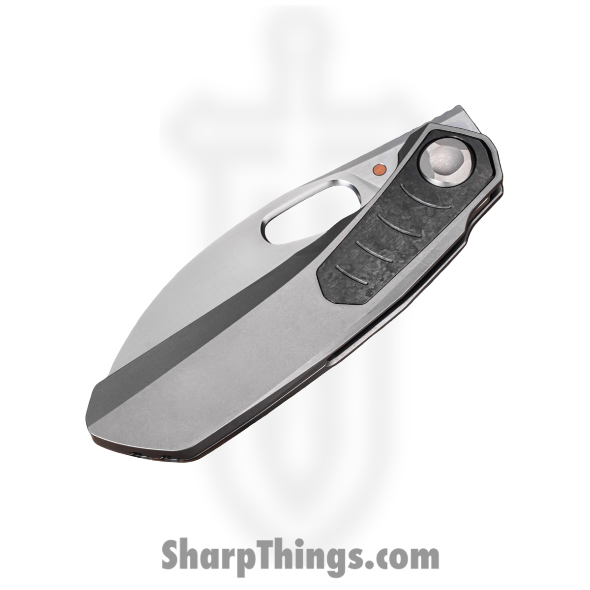 Poikilo Blade - COL-CRA-STDPSW-398-TI - VK Crab - Folding Knife - Bohler M398 Pearlescent Stonewash Drop Point - Titanium - Natural - Image 3