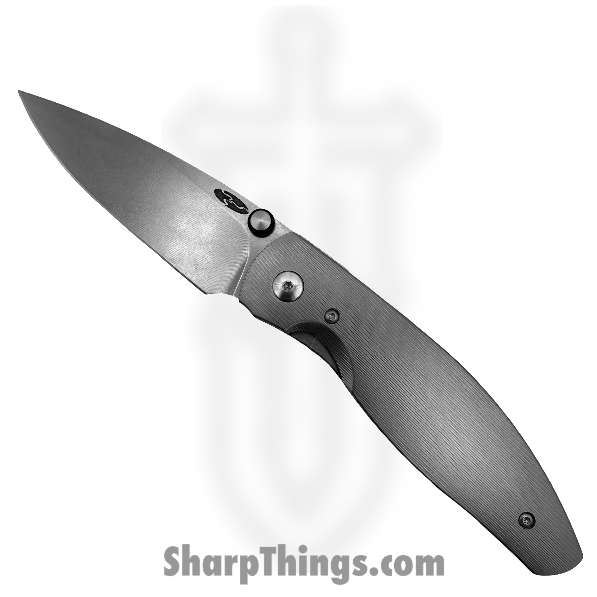 TRM - DLR-ATM-TI-PS - Atom - Folding Knife - CPM MagnaCut Stonewash Drop Point - 3D Smooth Contoured "Pinstripe Scales" Titanium - Silver