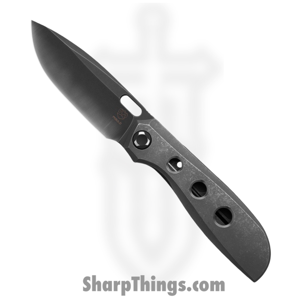 Poikilo Blade - EDC-GEC-STDDSW-398-TI-V3 - Gecko - Folding Knife - Bohler M398 Coated Drop Point - Titanium - Dark Stonewash