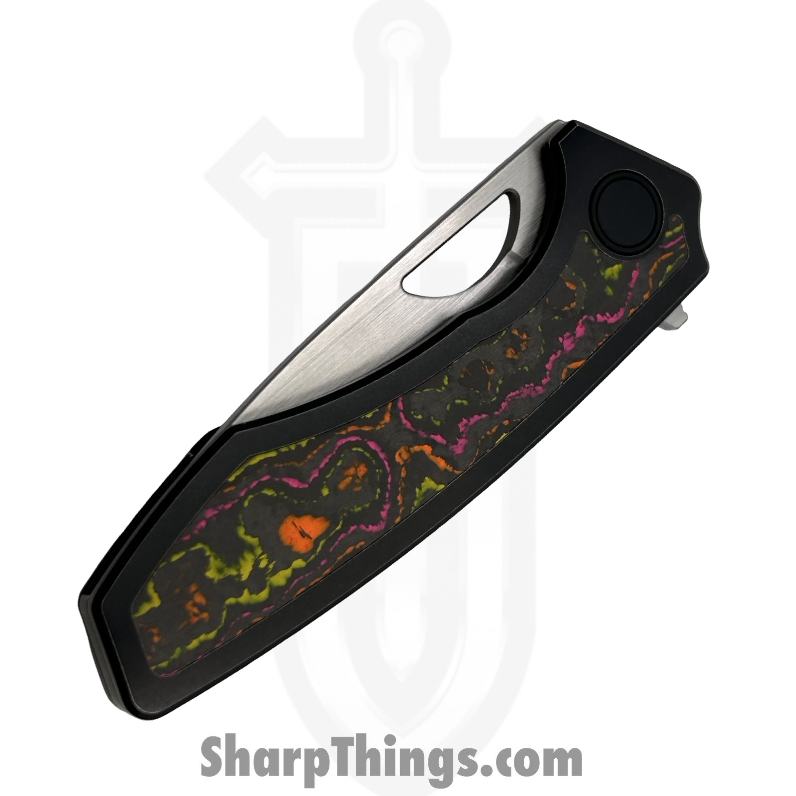 Gecko Customz KW - GCSIKFlo - Sikorae V2 - Folding Knife - CPM MagnaCut Satin Drop Point - Titanium Flo Party Inlay - Black Multi - Image 5