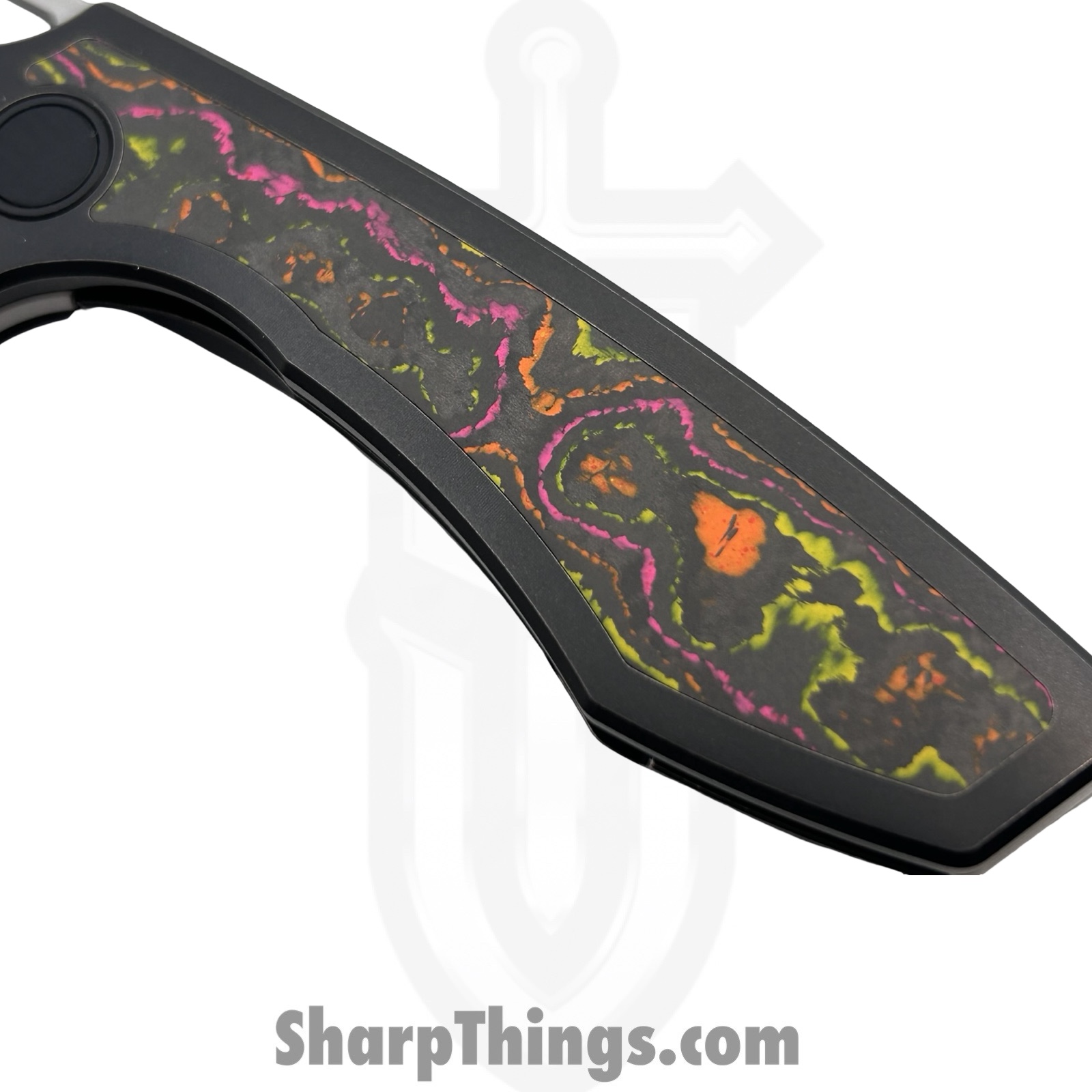 Gecko Customz KW - GCSIKFlo - Sikorae V2 - Folding Knife - CPM MagnaCut Satin Drop Point - Titanium Flo Party Inlay - Black Multi - Image 3