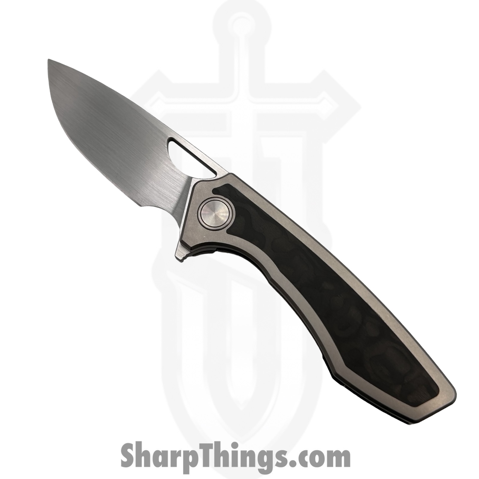 Gecko Customz KW - GCSIKKBP - Sikorae V2 - Folding Knife - CPM MagnaCut Satin Drop Point - Titanium Black Pearl Inlay - Silver Black