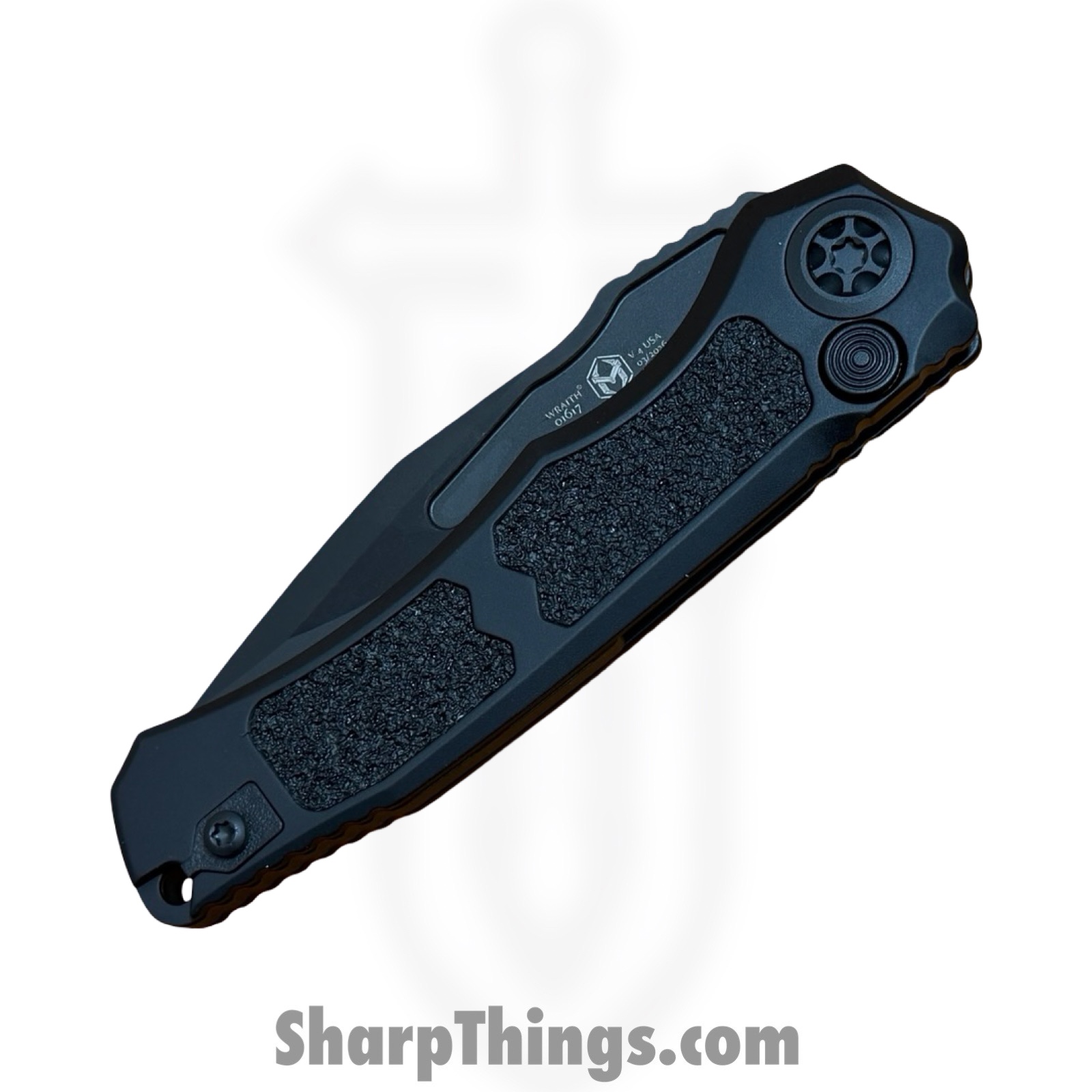 Heretic Knives - H000-6A-T - Wraith Tactical - Automatic Knife - CPM S35VN Coated Clip Point - Aluminum CF Bolster - Black - Image 4