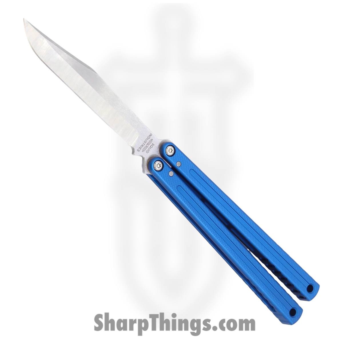 Squid Industries - KRGL-BW-MTBL - Krake Raken V3 Glide Edition - Balisong - AEB-L Satin Bowie - 7075 T6511 Aluminum - Blue