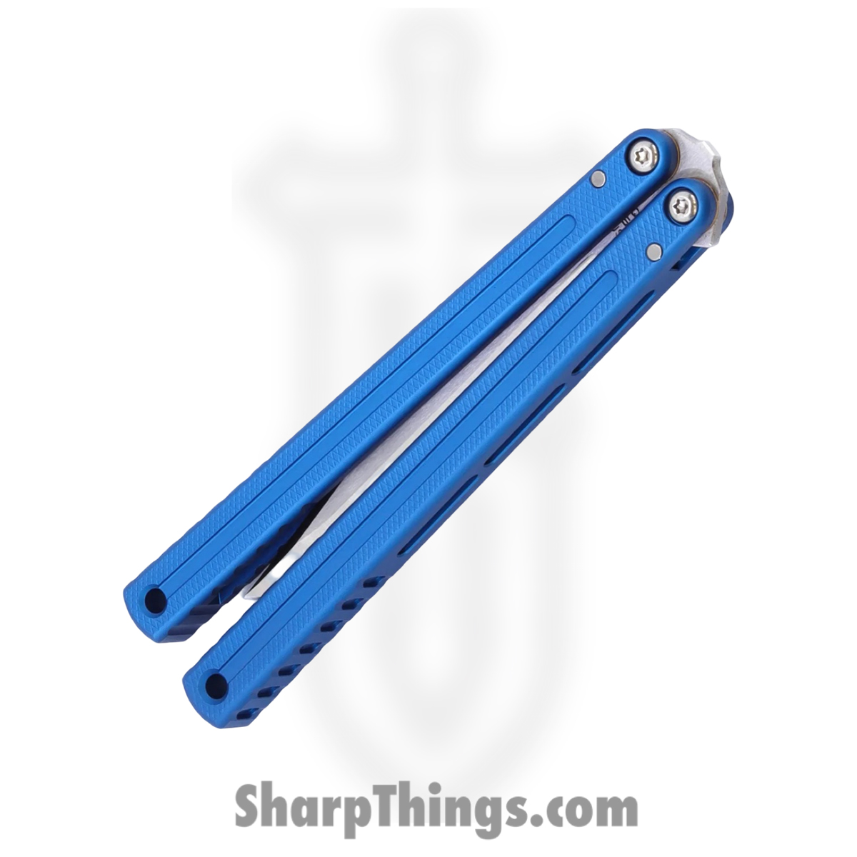 Squid Industries - KRGL-BW-MTBL - Krake Raken V3 Glide Edition - Balisong - AEB-L Satin Bowie - 7075 T6511 Aluminum - Blue - Image 4