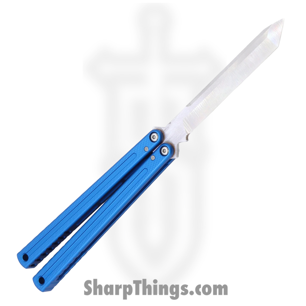 Squid Industries - KRGL-TN-MTBL - Krake Raken V3 Glide Edition - Balisong - AEB-L Satin Tanto - 7075 T6511 Aluminum - Blue - Image 2