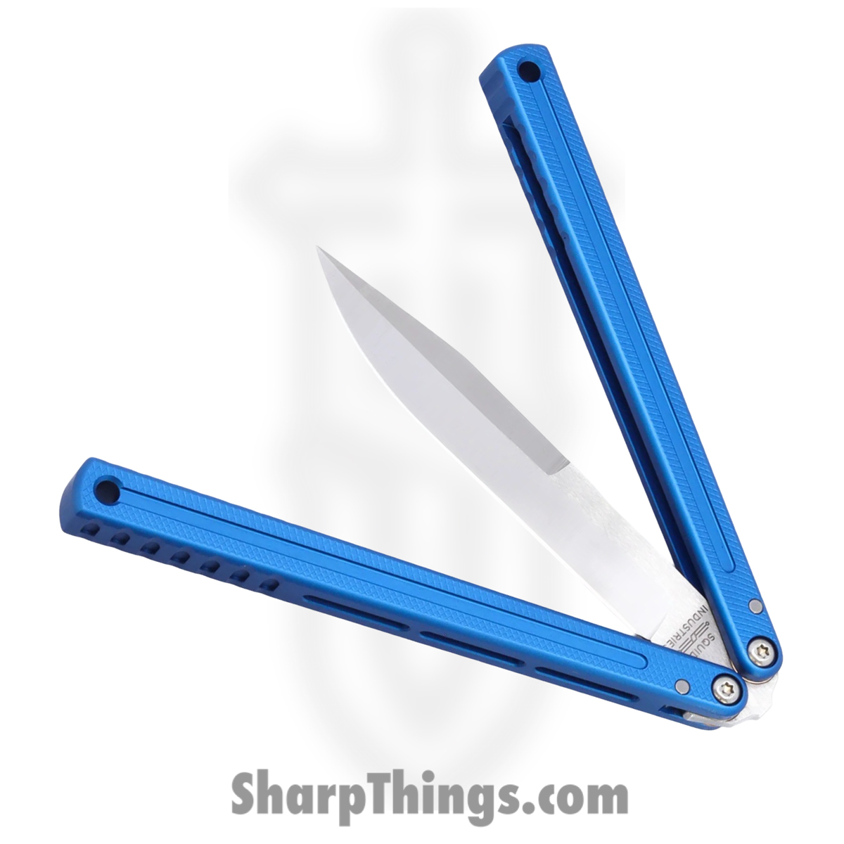 Squid Industries - KRGL-WH-MTBL - Krake Raken V3 Glide Edition - Balisong - AEB-L Satin Weehawk - 7075 T6511 Aluminum - Blue - Image 3