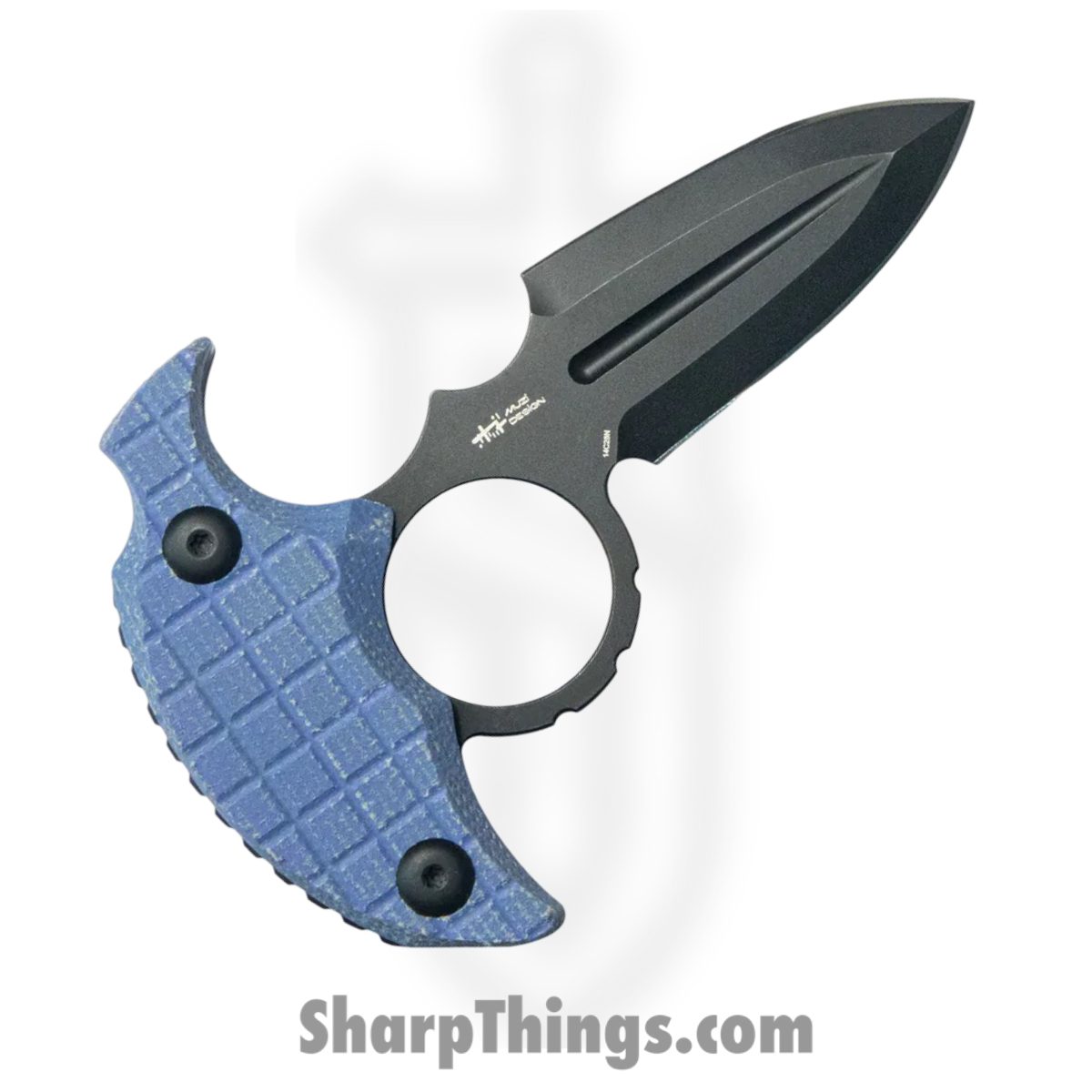 Kubey - KUB403C - Cavy - Fixed Blade Knife - 14C28N Blackwash Spear Point - Micarta - Blue - Image 2