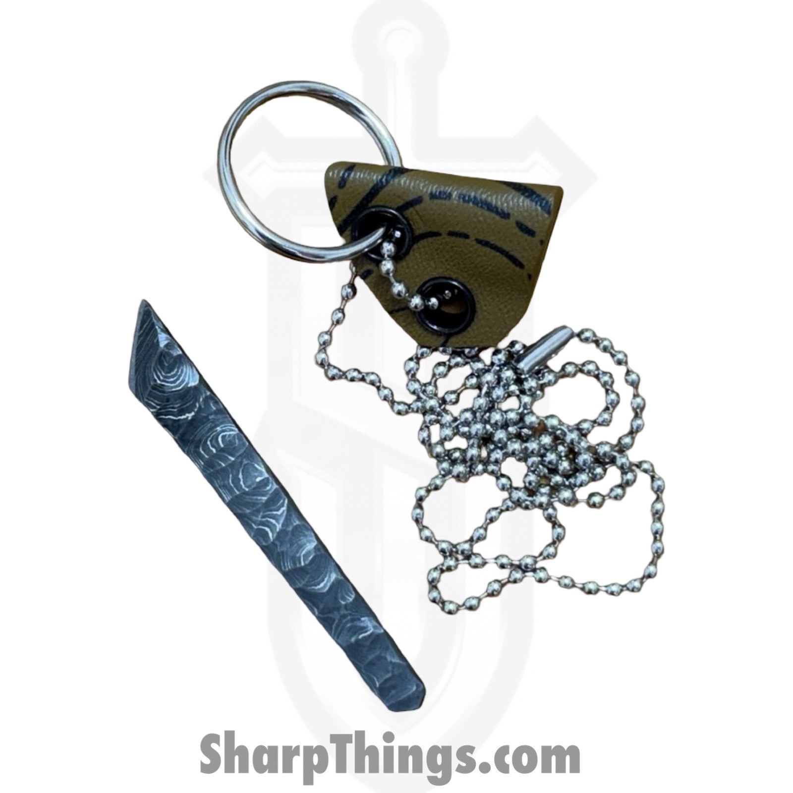 Lex Rex - LEXBS26008-2 - Keychain Scraps - Fixed Blade Knife - Damascus Kiridashi - Skeletonized - Brown - Image 7