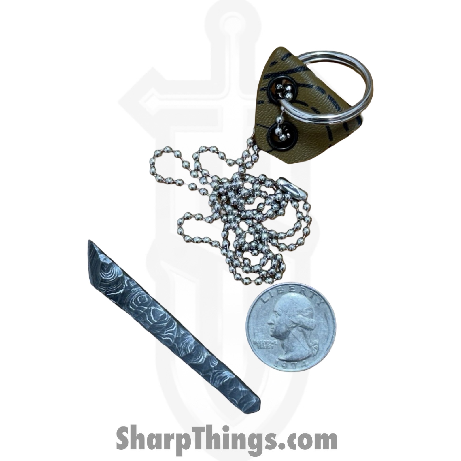 Lex Rex - LEXBS26008-2 - Keychain Scraps - Fixed Blade Knife - Damascus Kiridashi - Skeletonized - Brown - Image 6