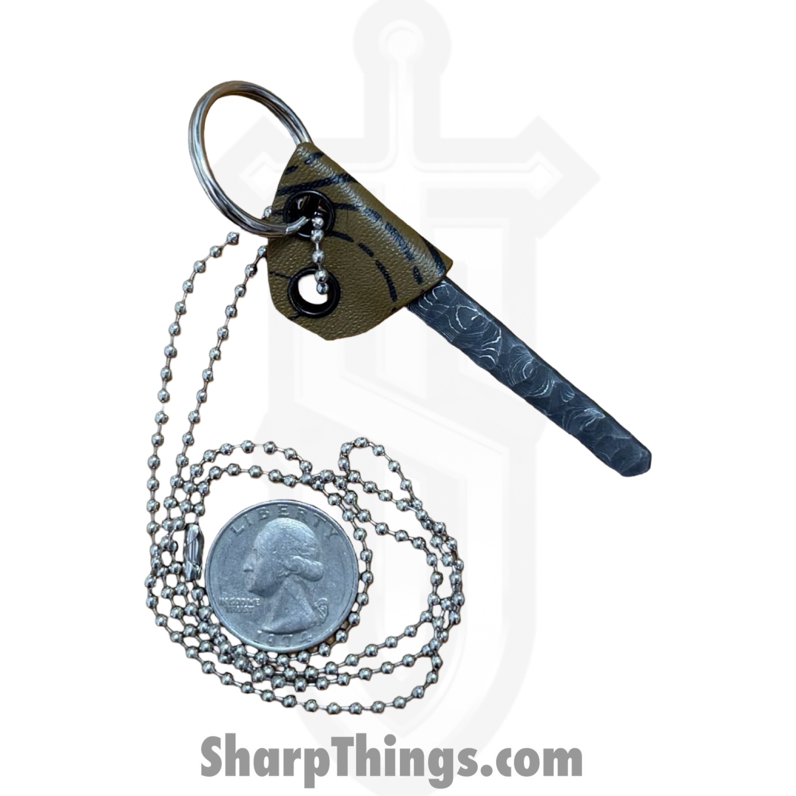 Lex Rex - LEXBS26008-2 - Keychain Scraps - Fixed Blade Knife - Damascus Kiridashi - Skeletonized - Brown - Image 4
