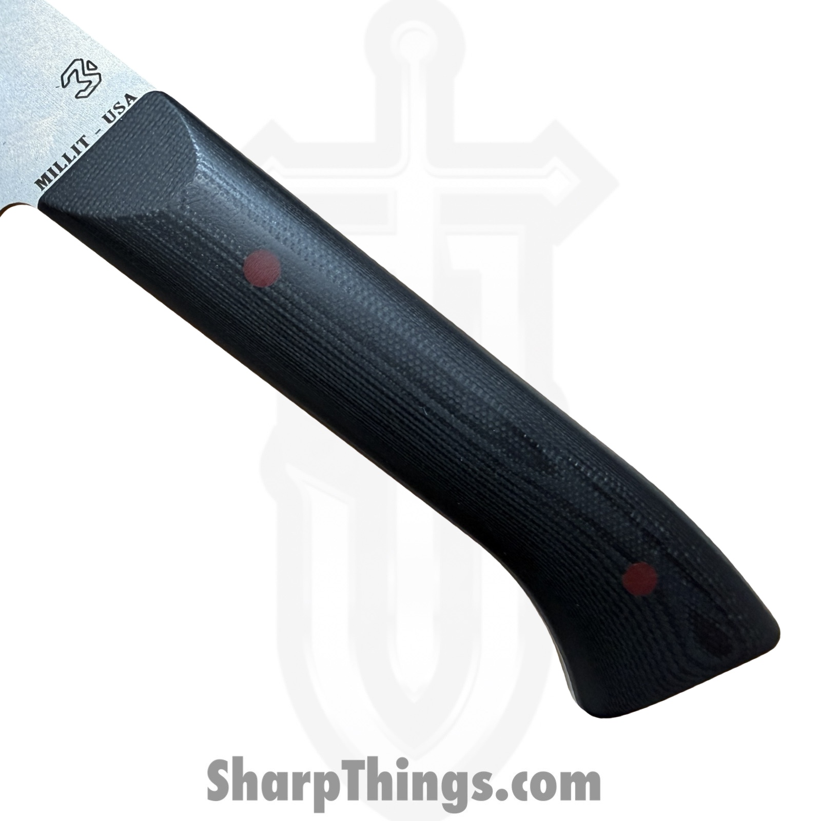 Millit Knives - MILIBS2602 - Cordova 8in and 5in Kitchen Set - Fixed Blade Knife - AEBL Stonewash Chef - G10 - Black|Red - Image 8