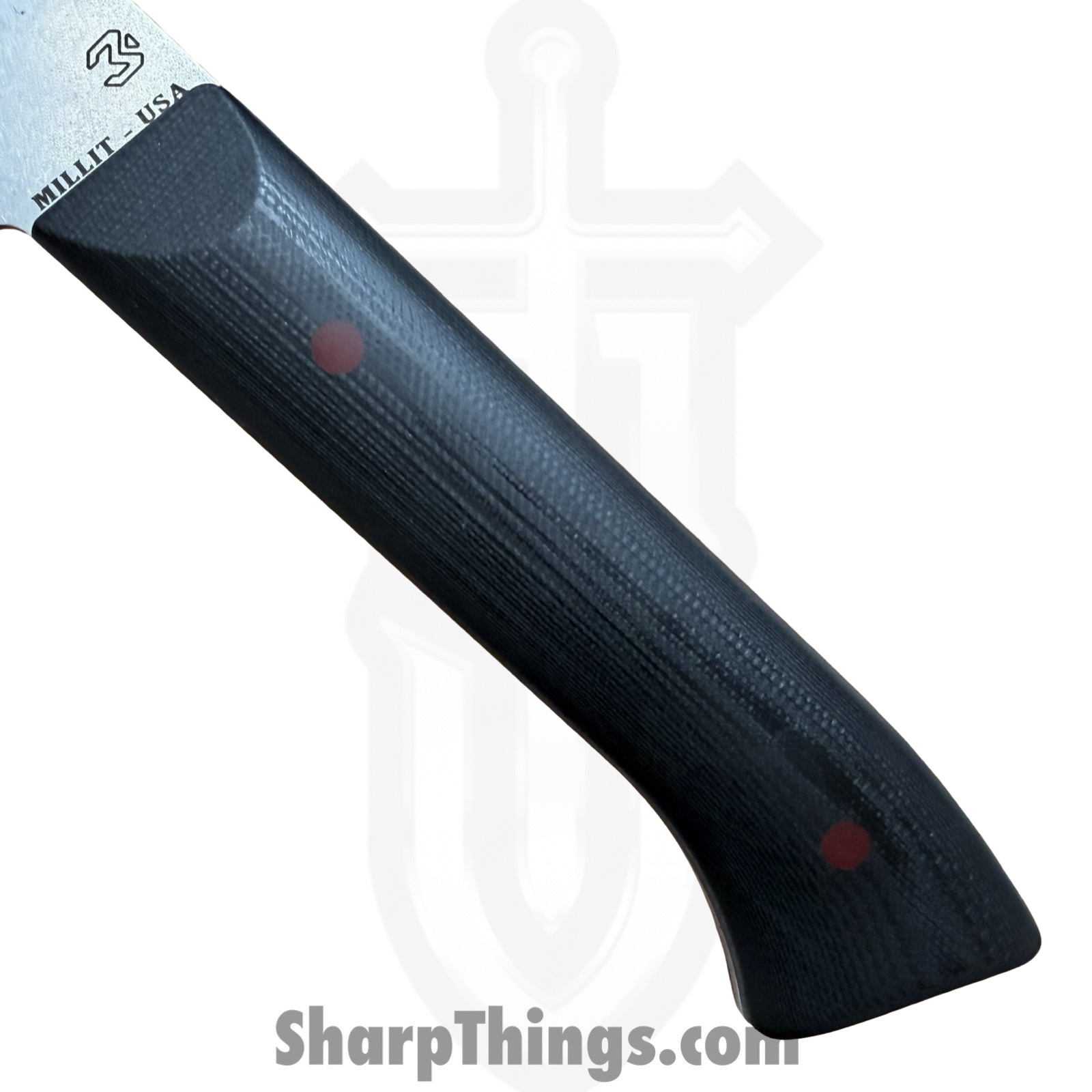 Millit Knives - MILIBS2602 - Cordova 8in and 5in Kitchen Set - Fixed Blade Knife - AEBL Stonewash Chef - G10 - Black|Red - Image 4