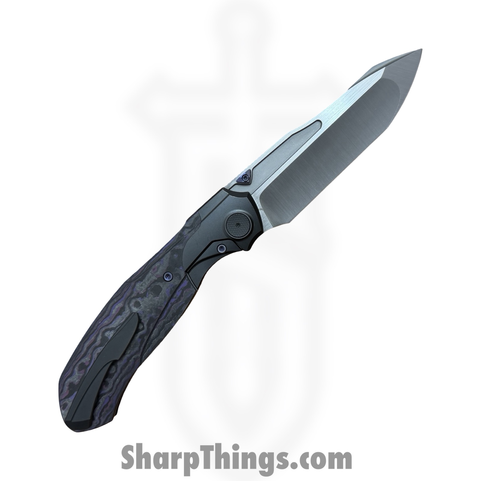 Null Knives - NULLBS2603 - Vandal - Folding Knife - Vanax SuperClean Satin Tanto - Titanium FATCarbon - Purple Haze - Image 2