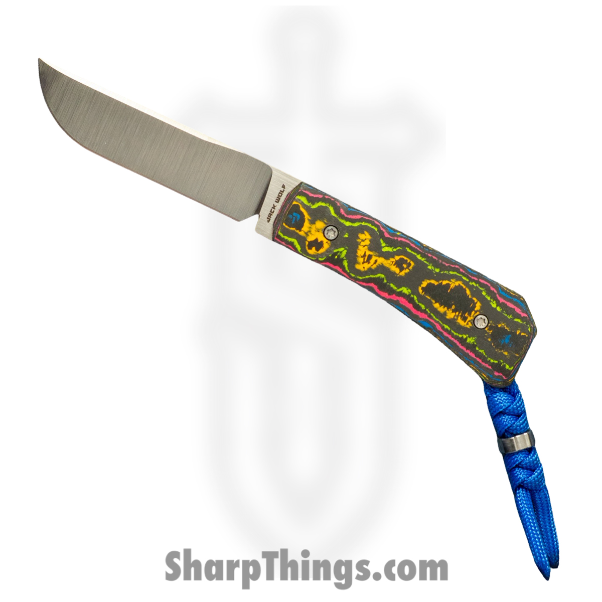 Jack Wolf Knives - PIONE-FX-01-CC-80S - Pioneer FIXedc - Fixed Blade Knife - CPM S90V Satin Drop Point - FatCarbon - 80's