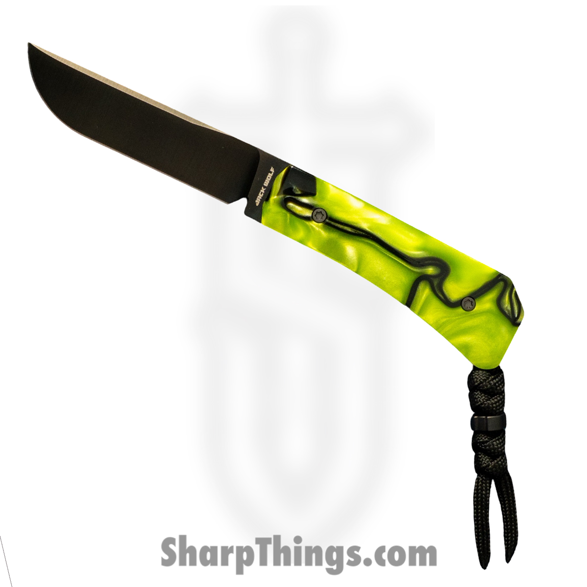 Jack Wolf Knives - PIONE-FX-01-KIR-TOX-GRN - Pioneer FIXedc - Fixed Blade Knife - CPM S90V Coated Drop Point - Kirinite - Toxic Green